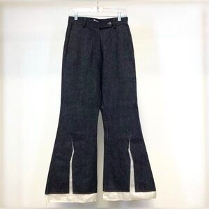 Passage Du Vent Flared Denim Pants with White Trim